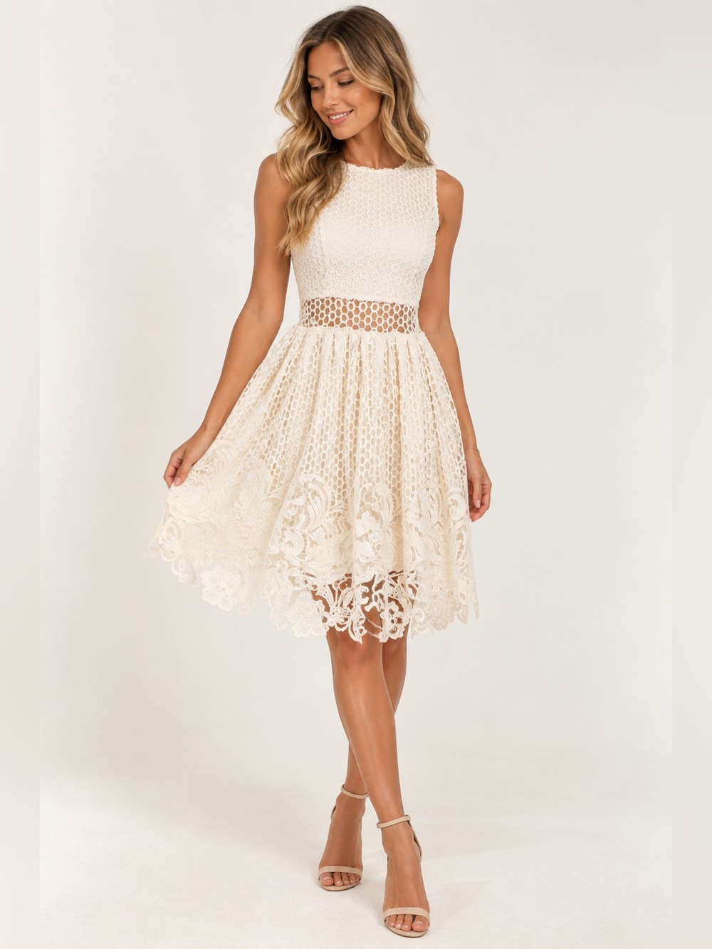 Romeo & Juliet Elegant Ivory Lace Dress